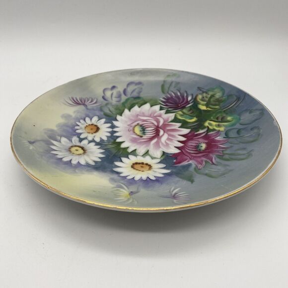 Hand Painted Signed Y. Funabashi Floral Gold Trim 8” Salad Lunch Decor Plate - Picture 6 of 7